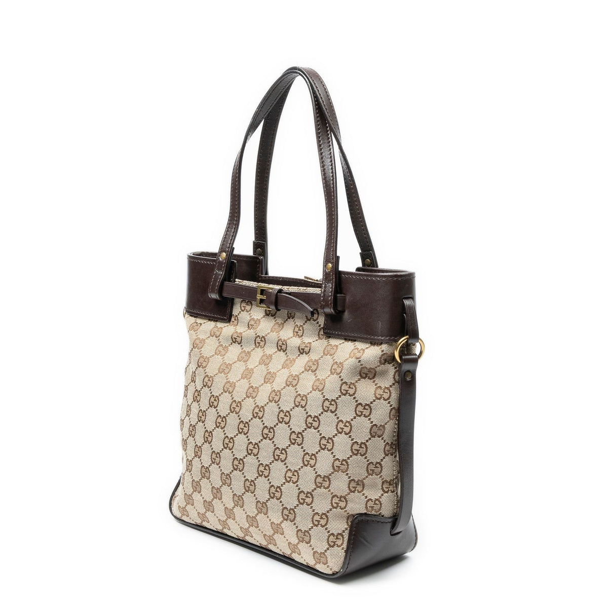 Gucci Tall Belt Tote Bag Brown Beige GG Canvas — view 2