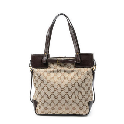 Gucci Tall Belt Tote Bag Brown Beige GG Canvas