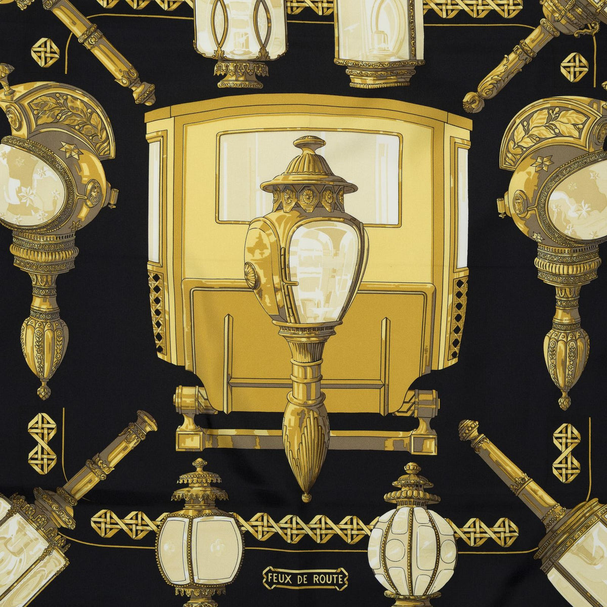Hermes Scarf Black Gold Silk — view 3