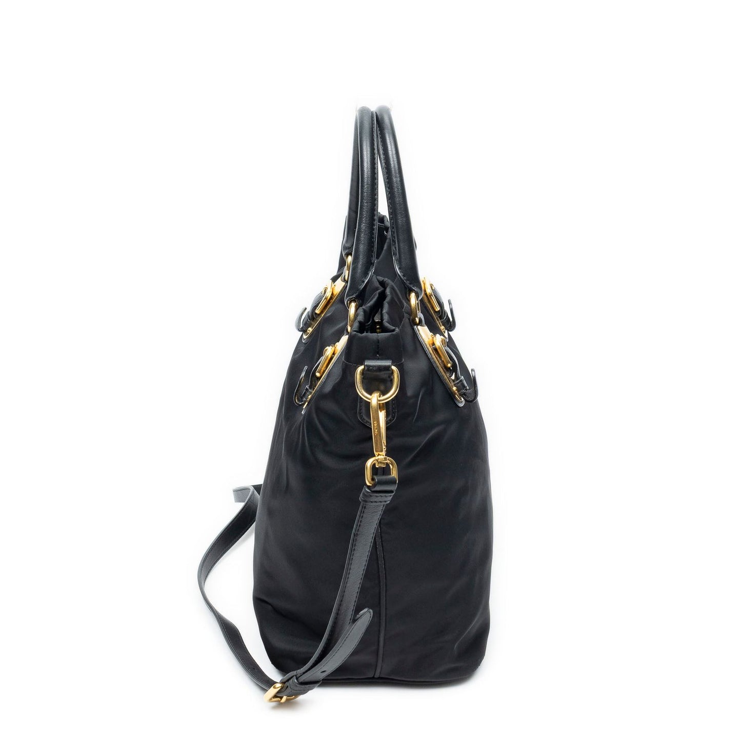 Prada Shopping Tote Bag Black Nylon Canvas — view 4