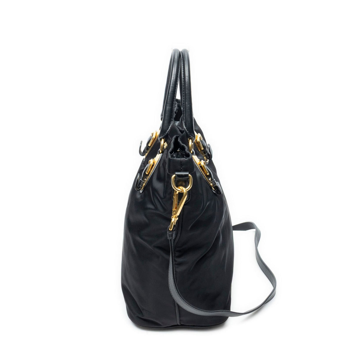 Prada Shopping Tote Bag Black Nylon Canvas — view 3
