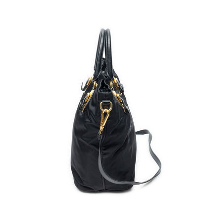 Prada Shopping Tote Bag Black Nylon Canvas — view 3
