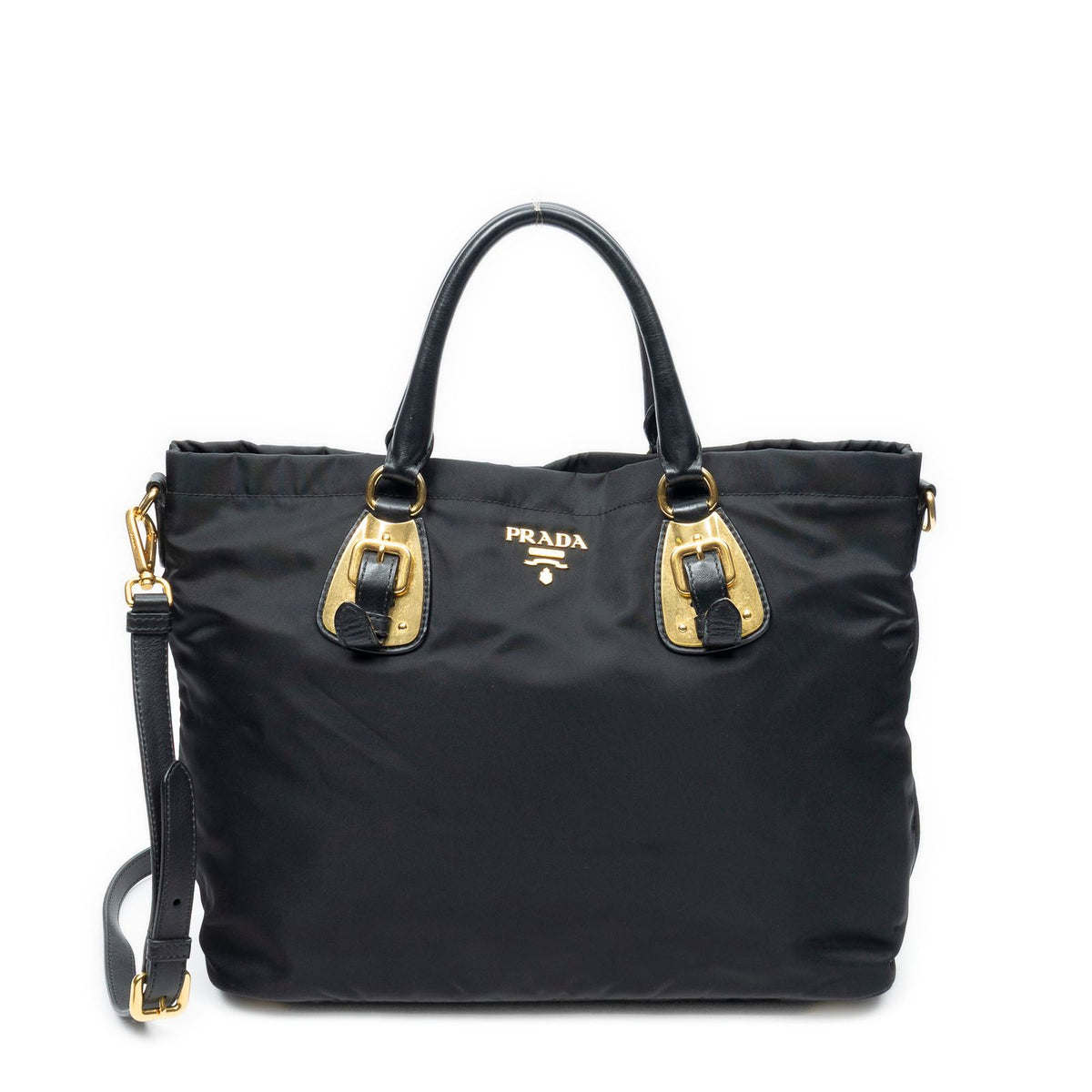 Prada Shopping Tote Bag Black Nylon Canvas