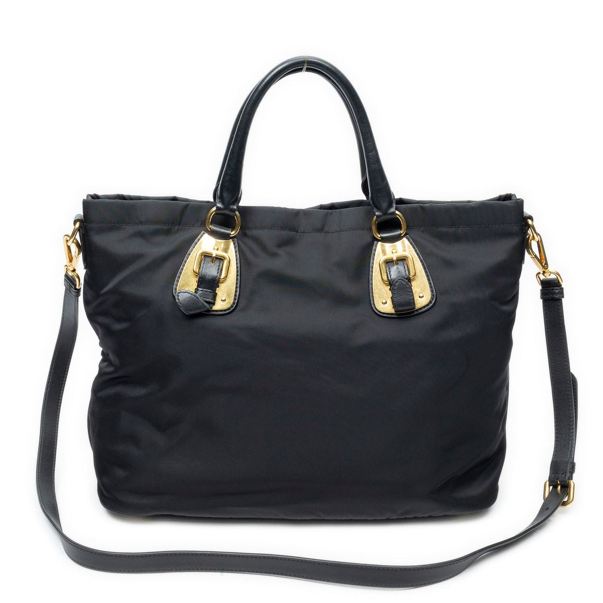 Prada Shopping Tote Bag Black Nylon Canvas — view 5