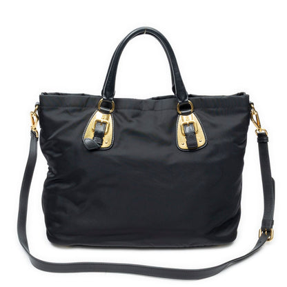 Prada Shopping Tote Bag Black Nylon Canvas — view 5