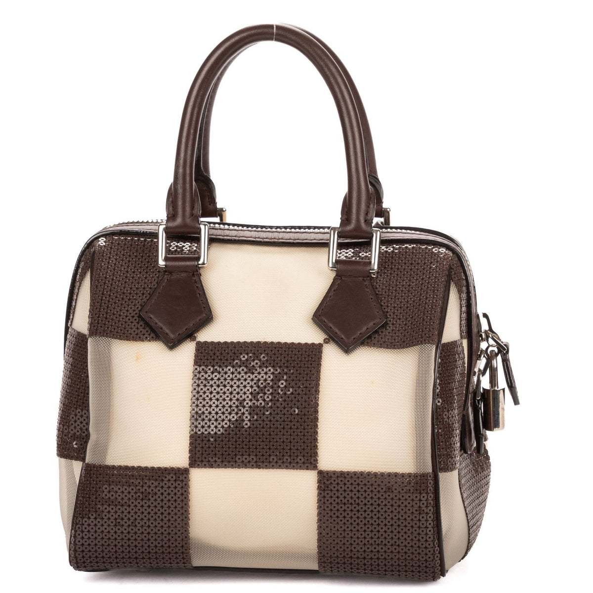 Louis Vuitton Spring Collection Mini Speedy Cube Dark Brown Beige Damier Check — view 5