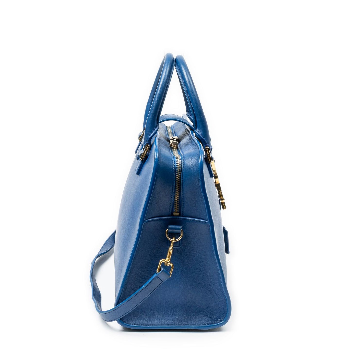 Saint Laurent Small Monogram Cabas Blue Calfskin Leather Shoulder Bag — view 4