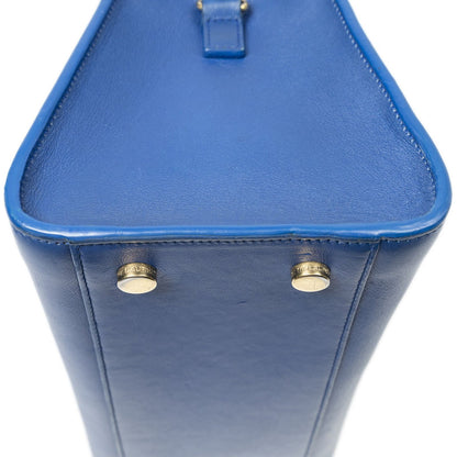 Saint Laurent Small Monogram Cabas Blue Calfskin Leather Shoulder Bag — view 8