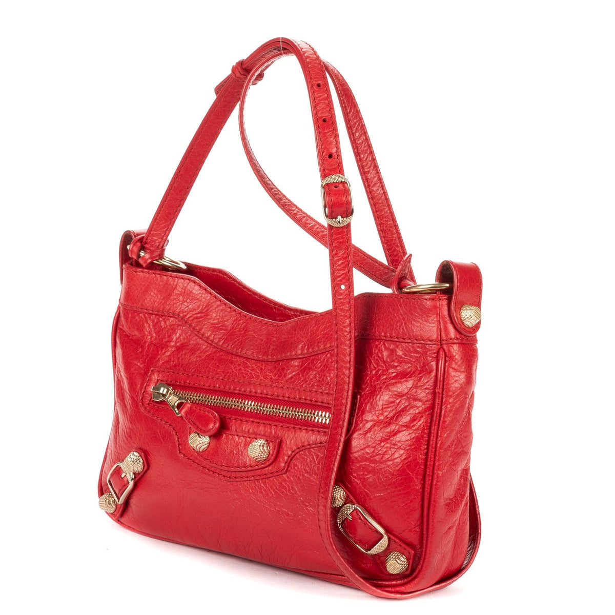 Balenciaga Mini City Crossbody Red Damage Leather — view 2