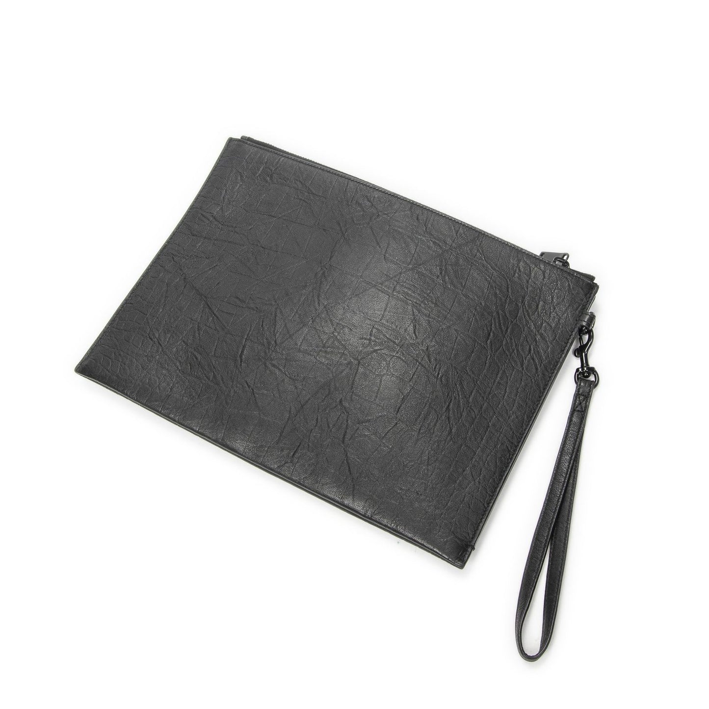 Saint Laurent Tablet Clutch Gray Croco Embossed Leather — view 2