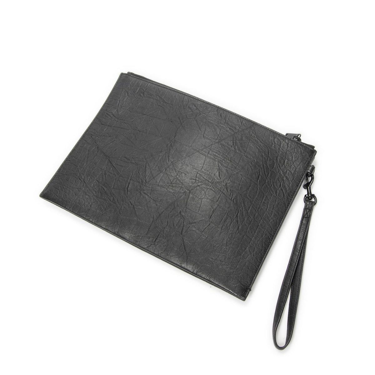 Saint Laurent Tablet Clutch Gray Croco Embossed Leather — view 2