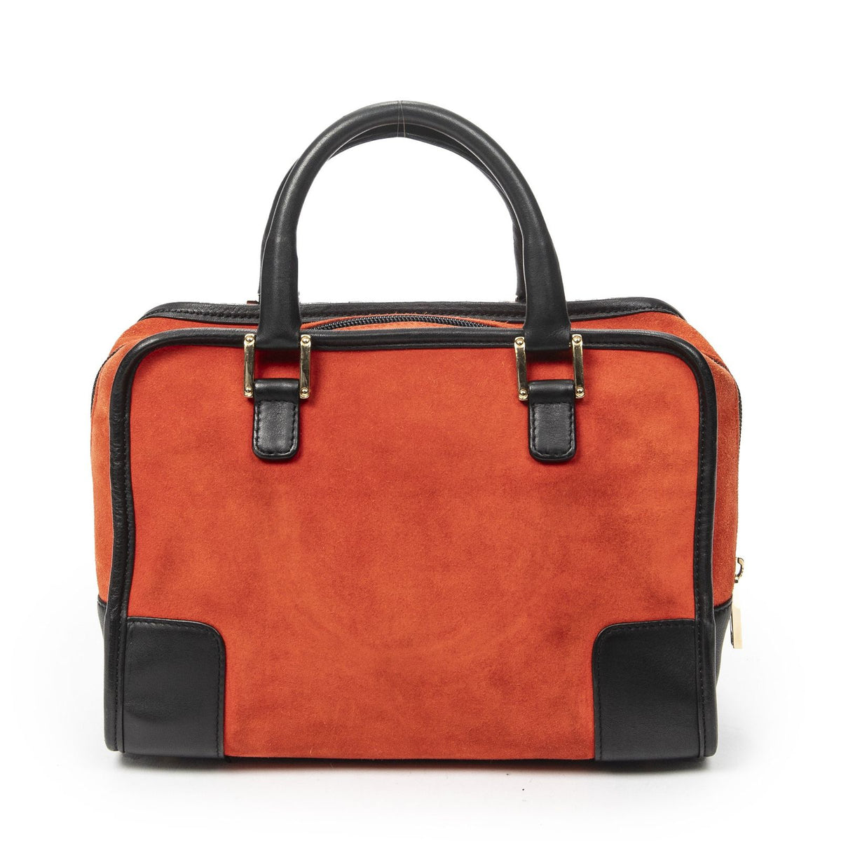 Loewe Vintage Amazona Red Black Suede Leather Handbag — view 5