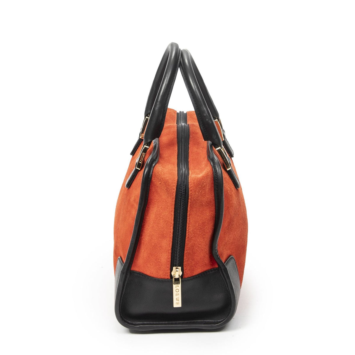 Loewe Vintage Amazona Red Black Suede Leather Handbag — view 4