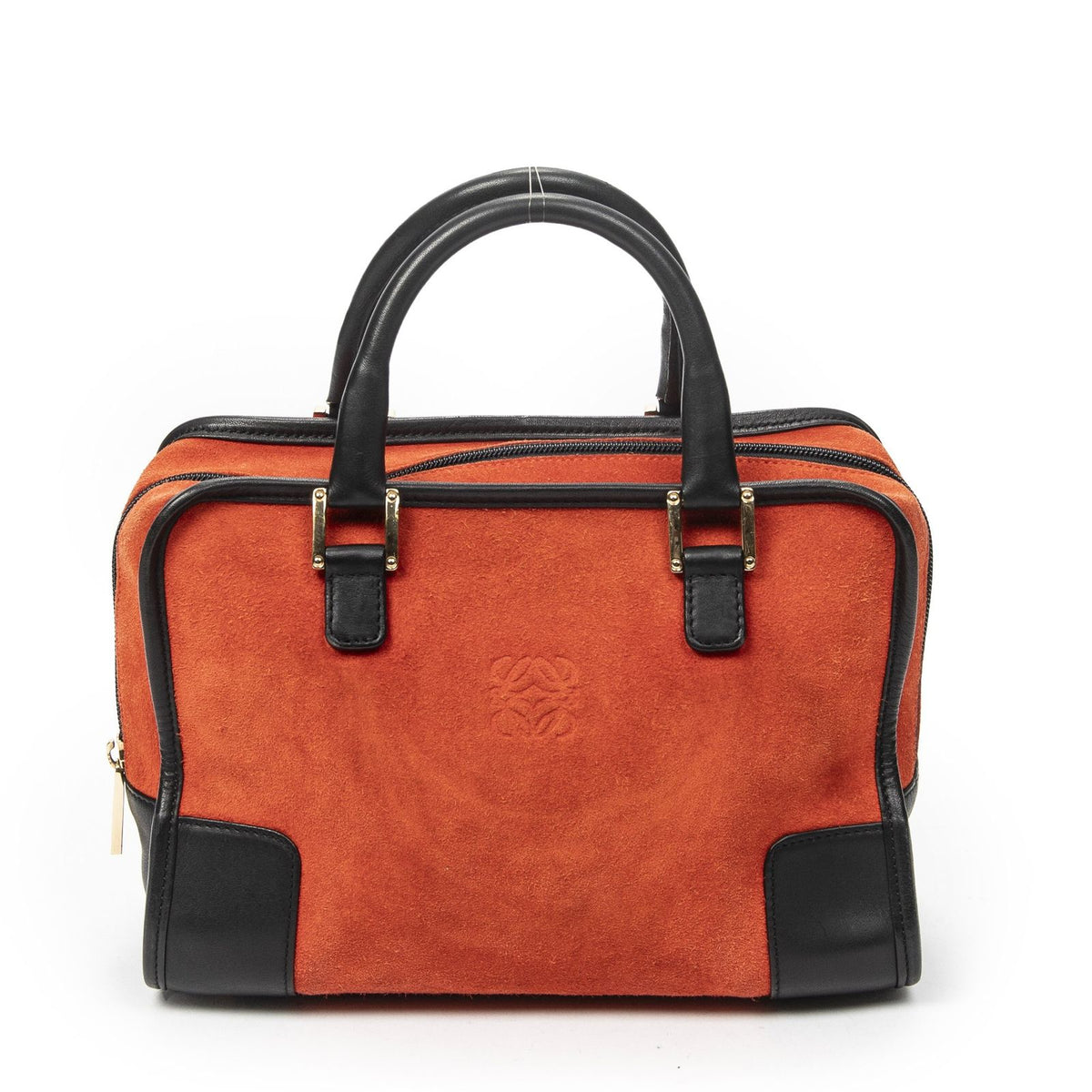 Loewe Vintage Amazona Red Black Suede Leather Handbag