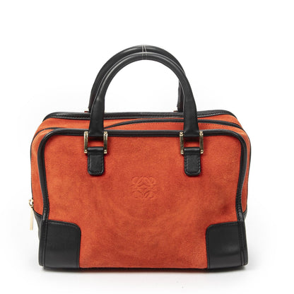 Loewe Vintage Amazona Red Black Suede Leather Handbag