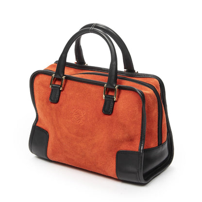 Loewe Vintage Amazona Red Black Suede Leather Handbag — view 2