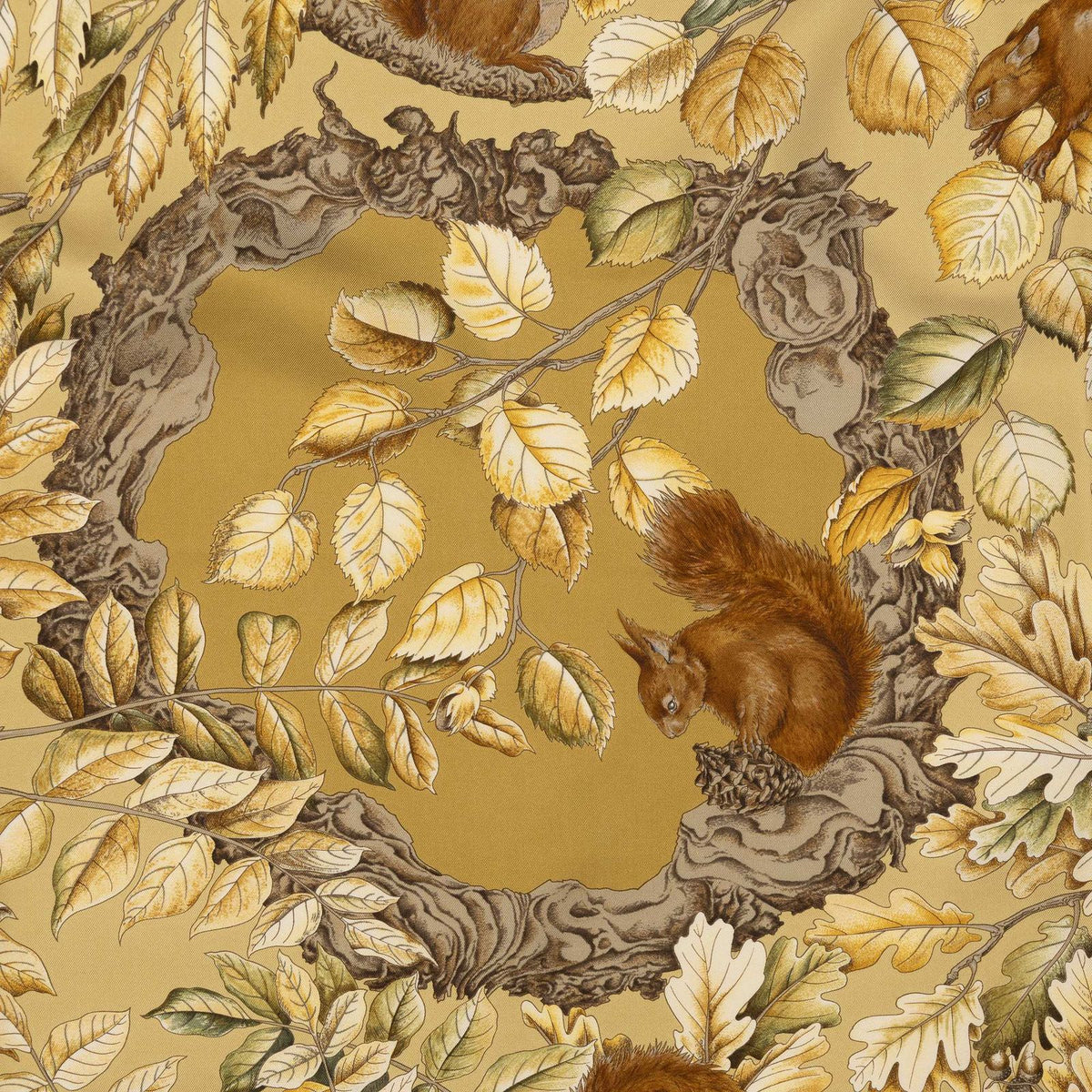 Hermes Scarf Gold Green Brown Silk — view 3