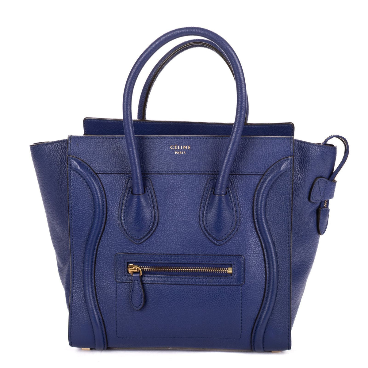 Celine Micro Luggage Navy Grain Calfskin Leather Handbag