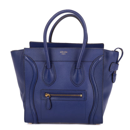 Celine Micro Luggage Navy Grain Calfskin Leather Handbag
