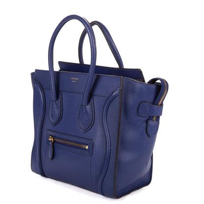 Celine Micro Luggage Navy Grain Calfskin Leather Handbag — view 2