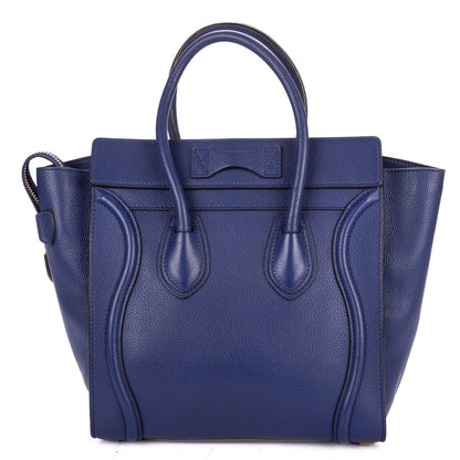 Celine Micro Luggage Navy Grain Calfskin Leather Handbag — view 5