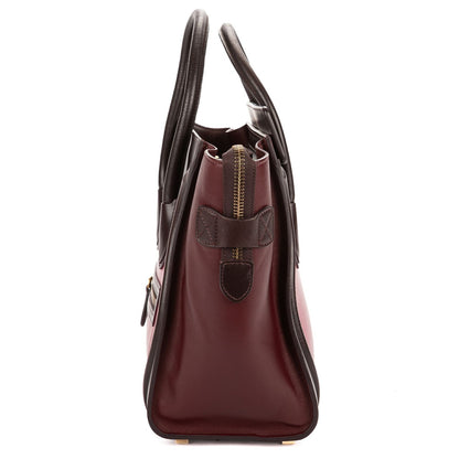 Celine Micro Tricolor Luggage Dark Brown Pink Burgundy Grain Calfskin Leather — view 3
