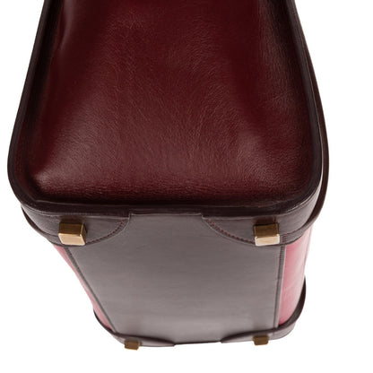 Celine Micro Tricolor Luggage Dark Brown Pink Burgundy Grain Calfskin Leather — view 8