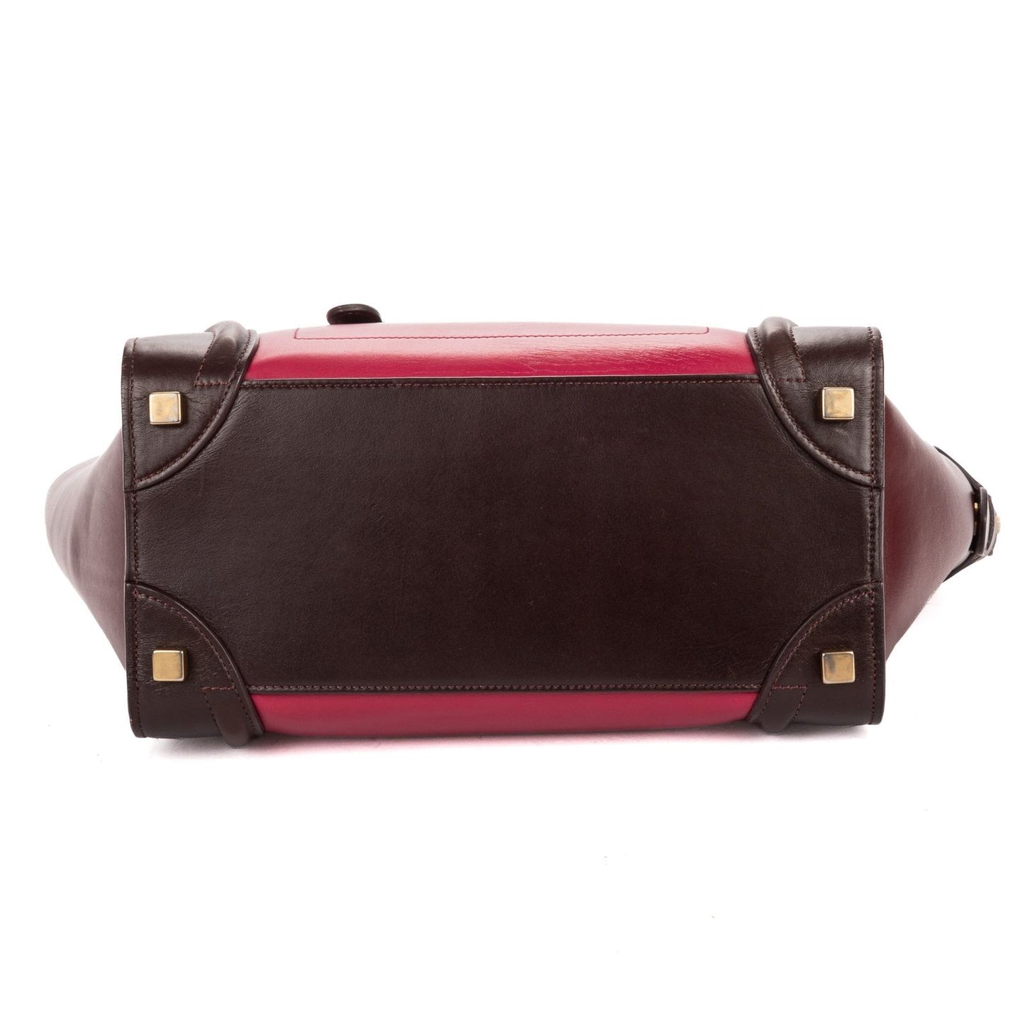 Celine Micro Tricolor Luggage Dark Brown Pink Burgundy Grain Calfskin Leather — view 6