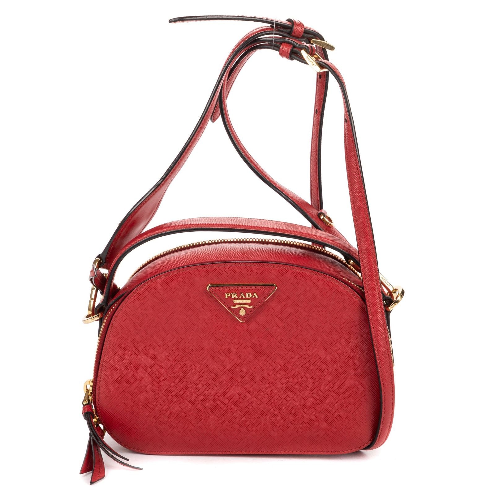 Prada Odette Top Handle Red Saffiano Luxe Leather