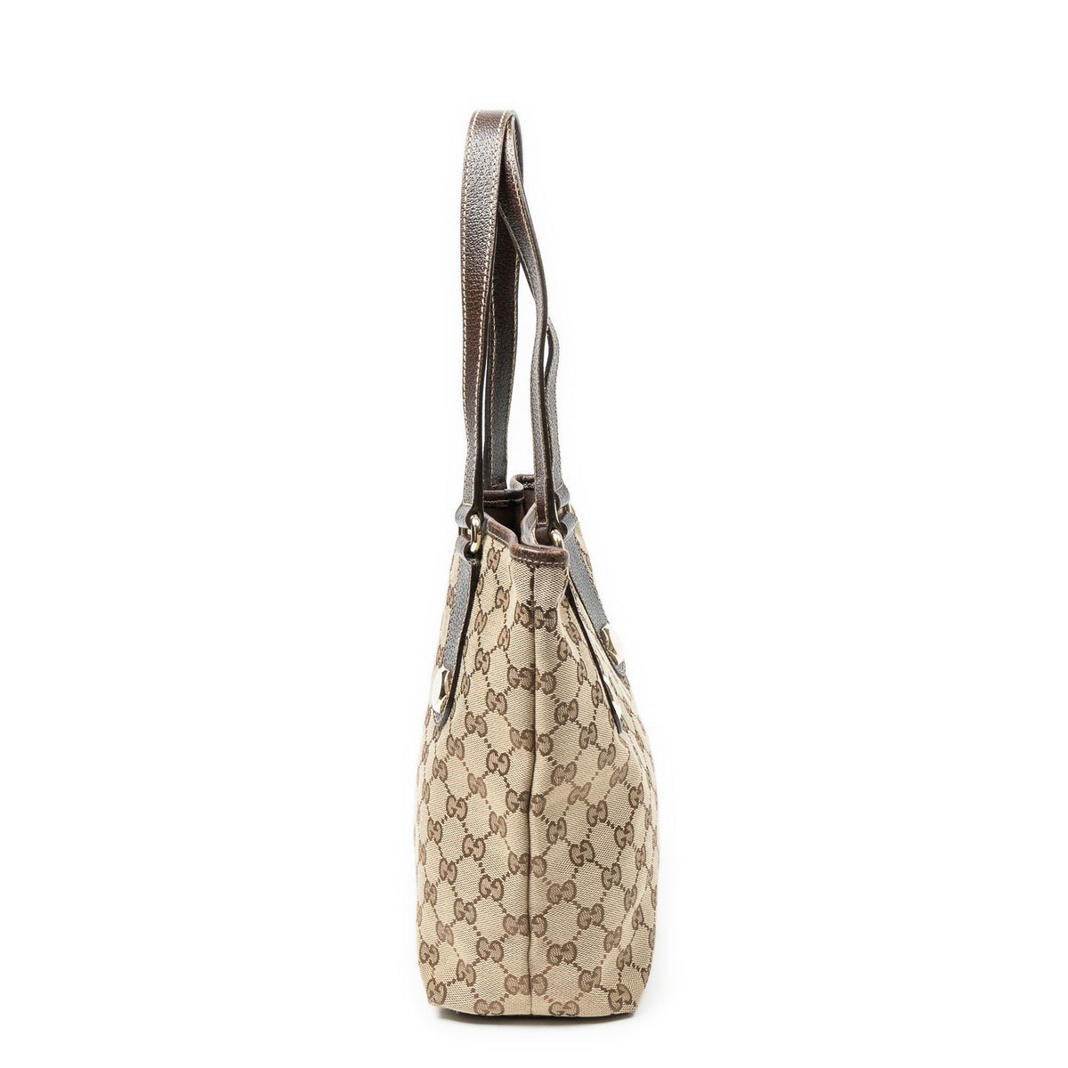 Gucci Charmy Bucket Tote Bag Brown Beige GG Canvas — view 3