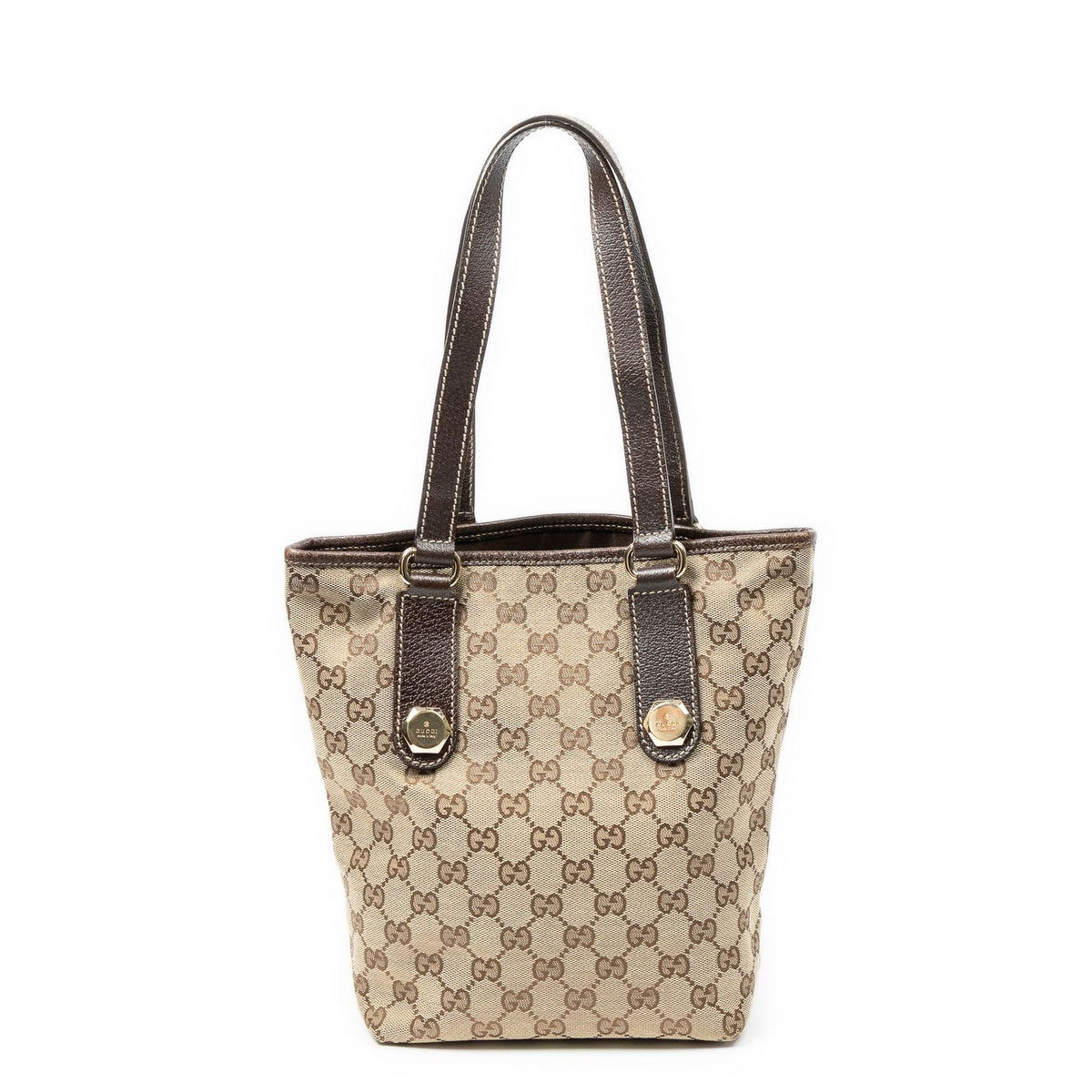 Gucci Charmy Bucket Tote Bag Brown Beige GG Canvas — view 5