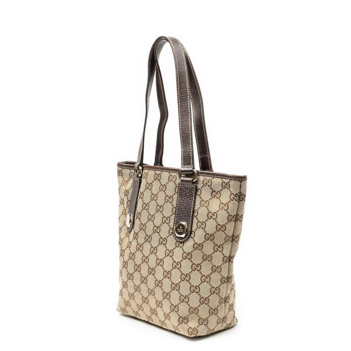 Gucci Charmy Bucket Tote Bag Brown Beige GG Canvas — view 2