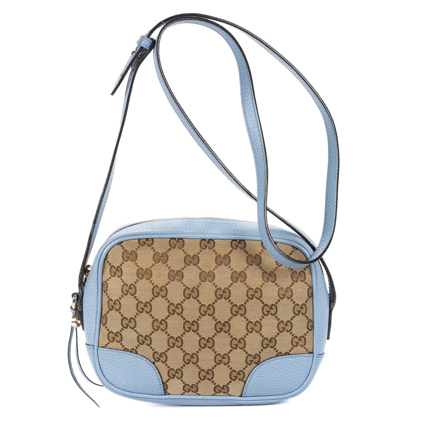 Gucci Bree Cross Belt Bag Beige Blue GG Canvas