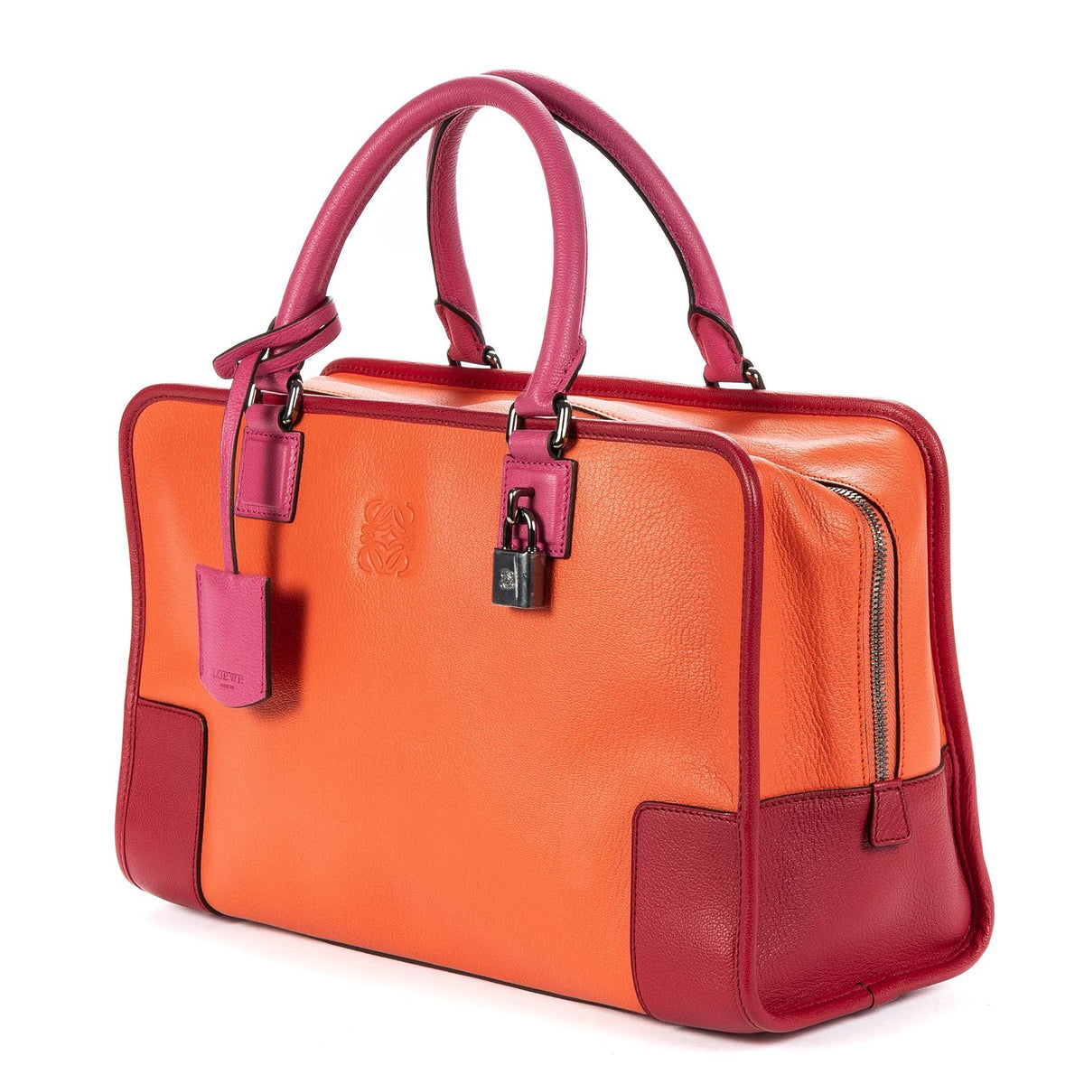 Loewe Amazona Orange Pink Goatskin Leather Shoulder Bag — view 2