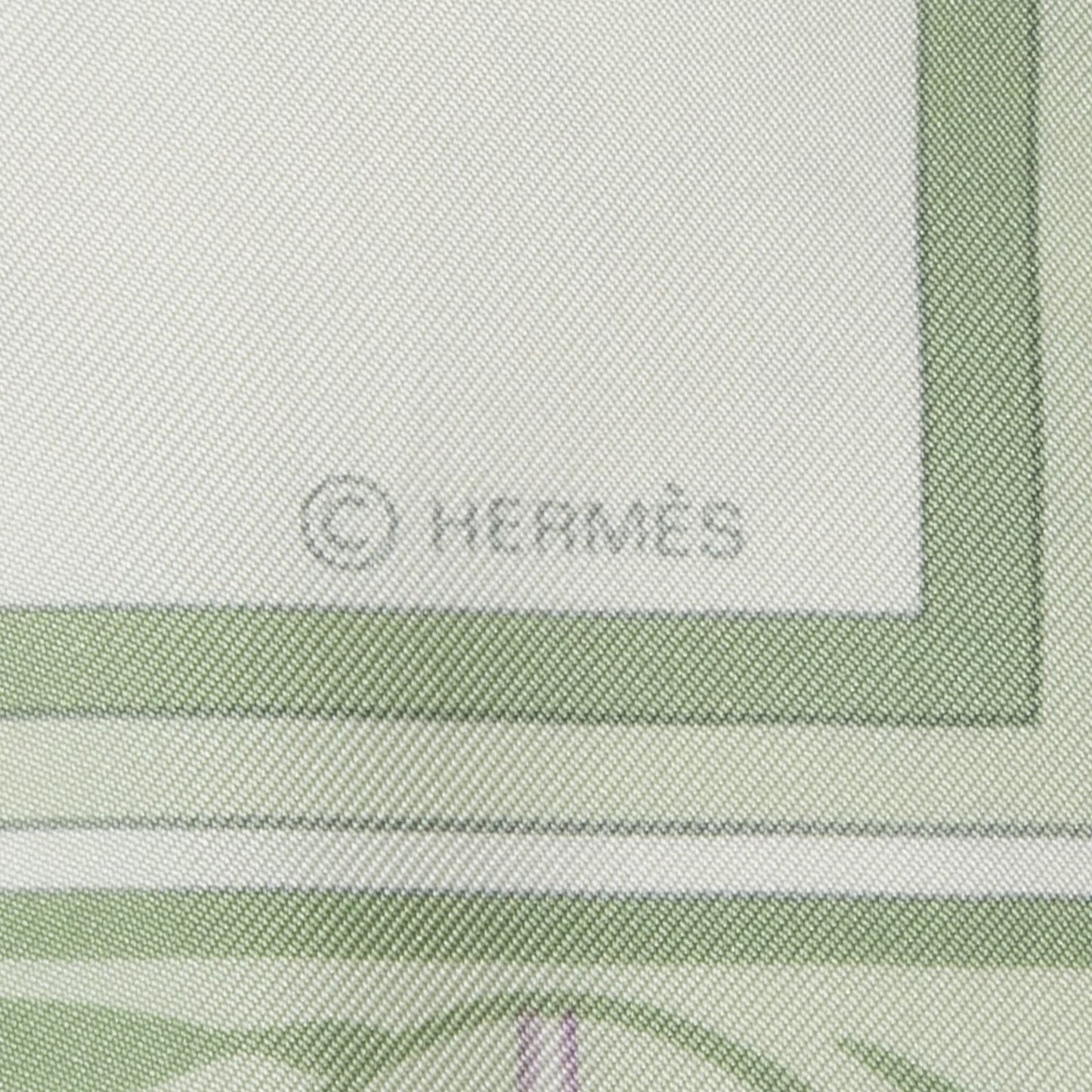 Hermes Scarf Green Lilac Pink Silk — view 4