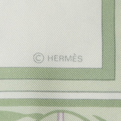 Hermes Scarf Green Lilac Pink Silk — view 4