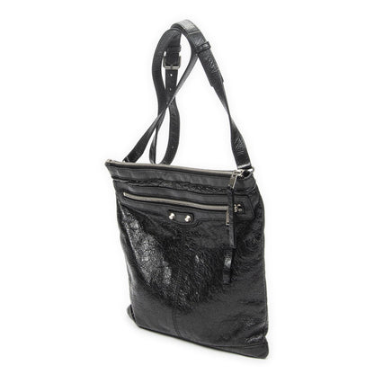 Balenciaga Messenger Bag Black Distressed Calfskin Leather — view 2