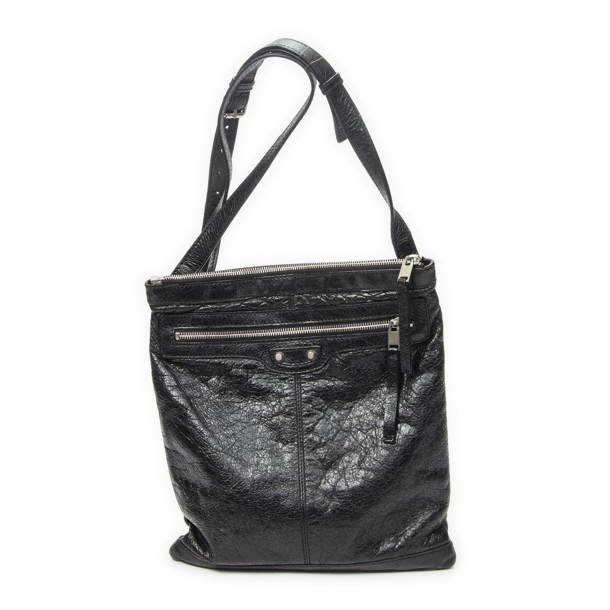 Balenciaga Messenger Bag Black Distressed Calfskin Leather