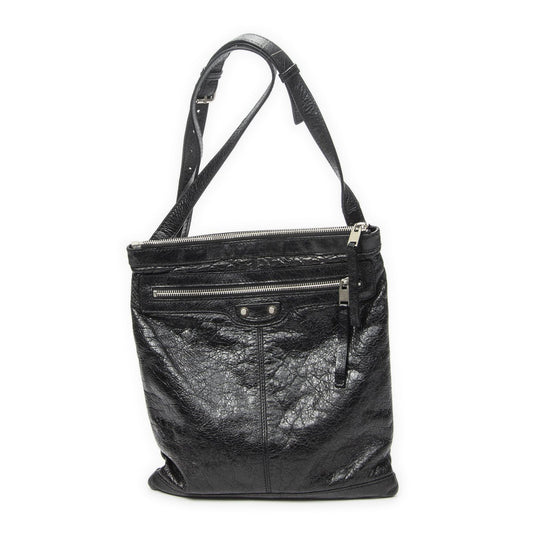 Balenciaga Messenger Bag Black Distressed Calfskin Leather