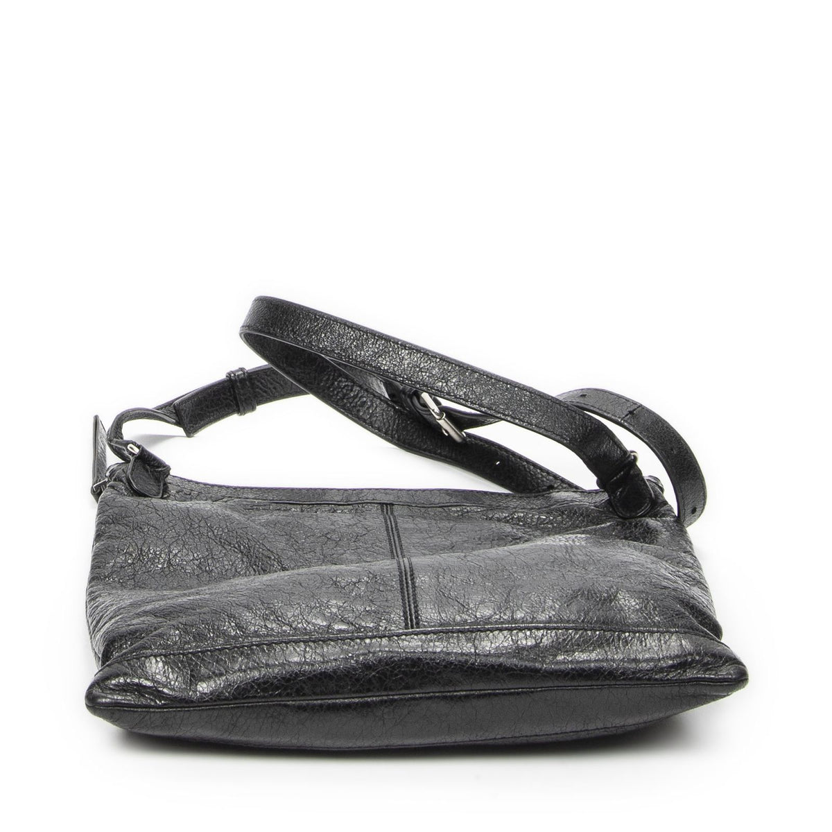 Balenciaga Messenger Bag Black Distressed Calfskin Leather — view 6