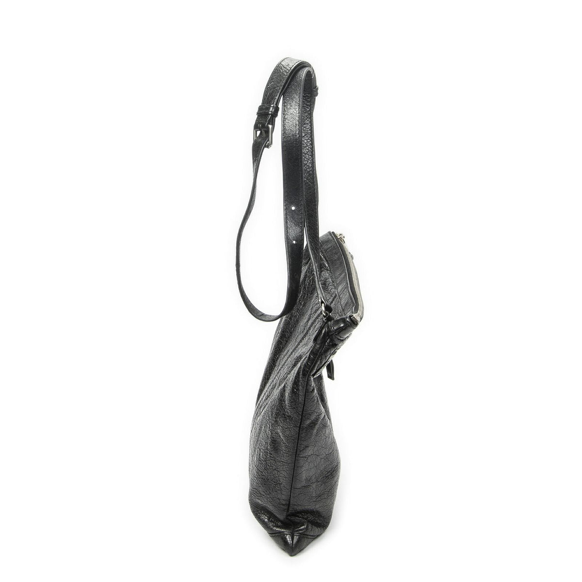 Balenciaga Messenger Bag Black Distressed Calfskin Leather — view 4