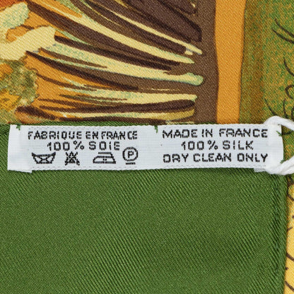 Hermes Scarf Green Orange Brown Silk — view 5