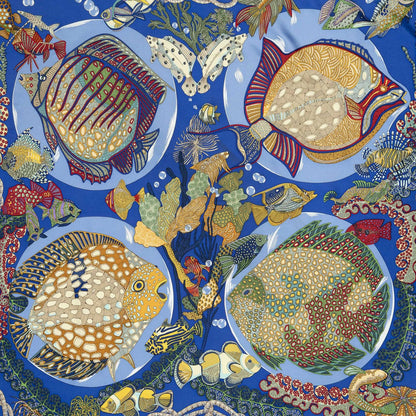 Hermes Scarf Blue Green Yellow Silk — view 3