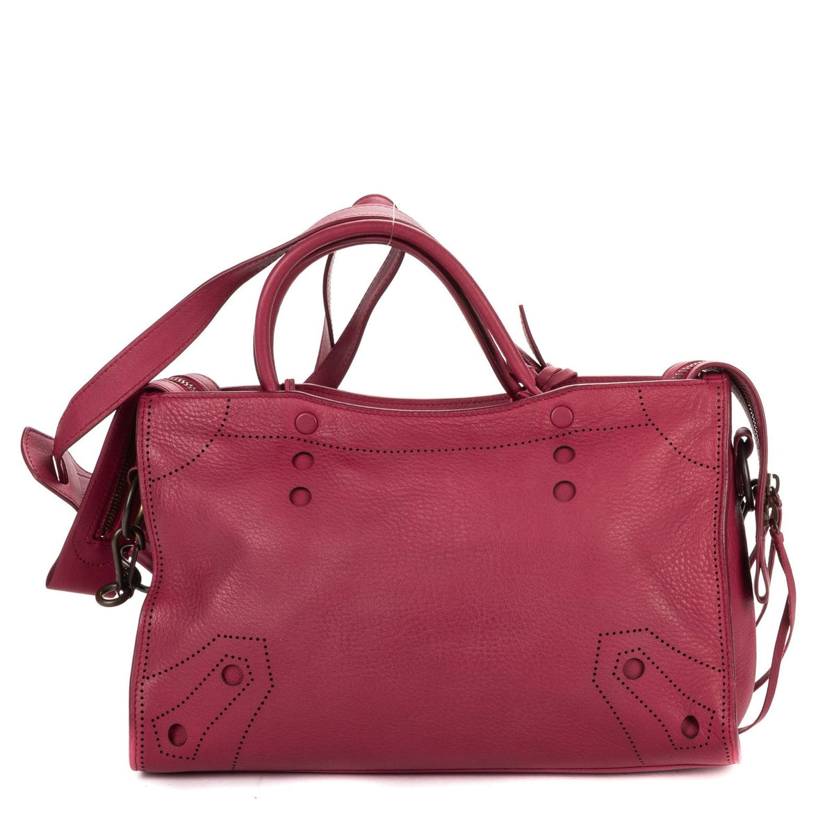 Balenciaga Blackout City Bagdark Pink Ruffle Calfskin Leather Shoulder Bag — view 5