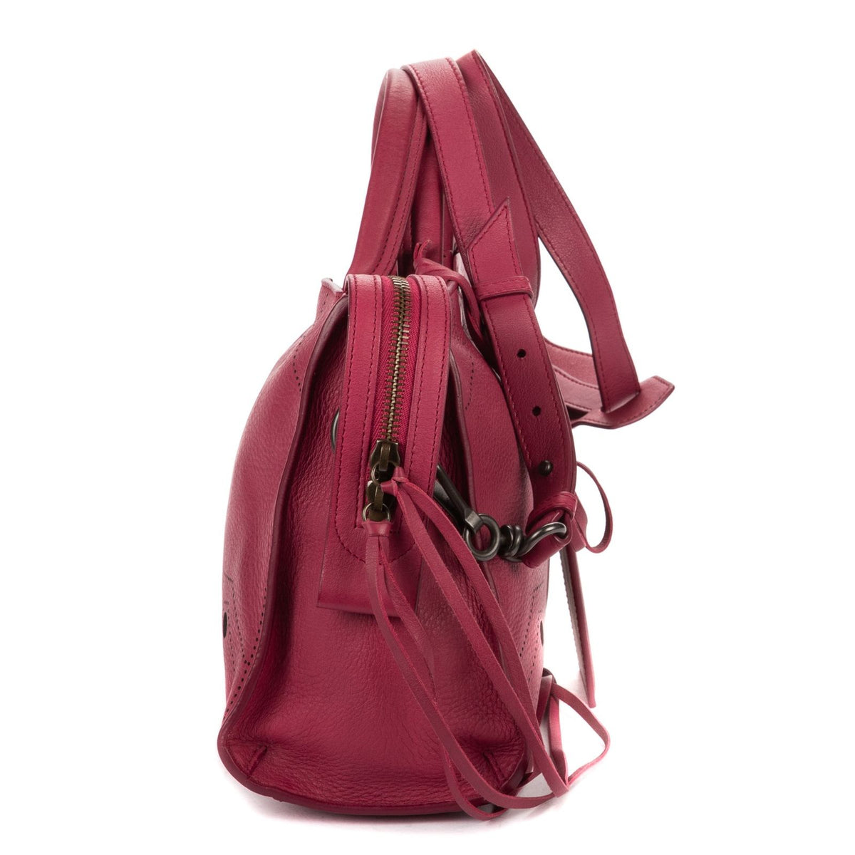 Balenciaga Blackout City Bagdark Pink Ruffle Calfskin Leather Shoulder Bag — view 4