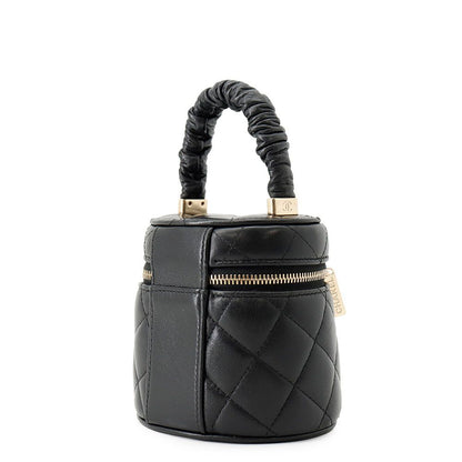 Chanel Handbag Mini Vanity Bag Quilted CC Logo Lambskin Black — view 2