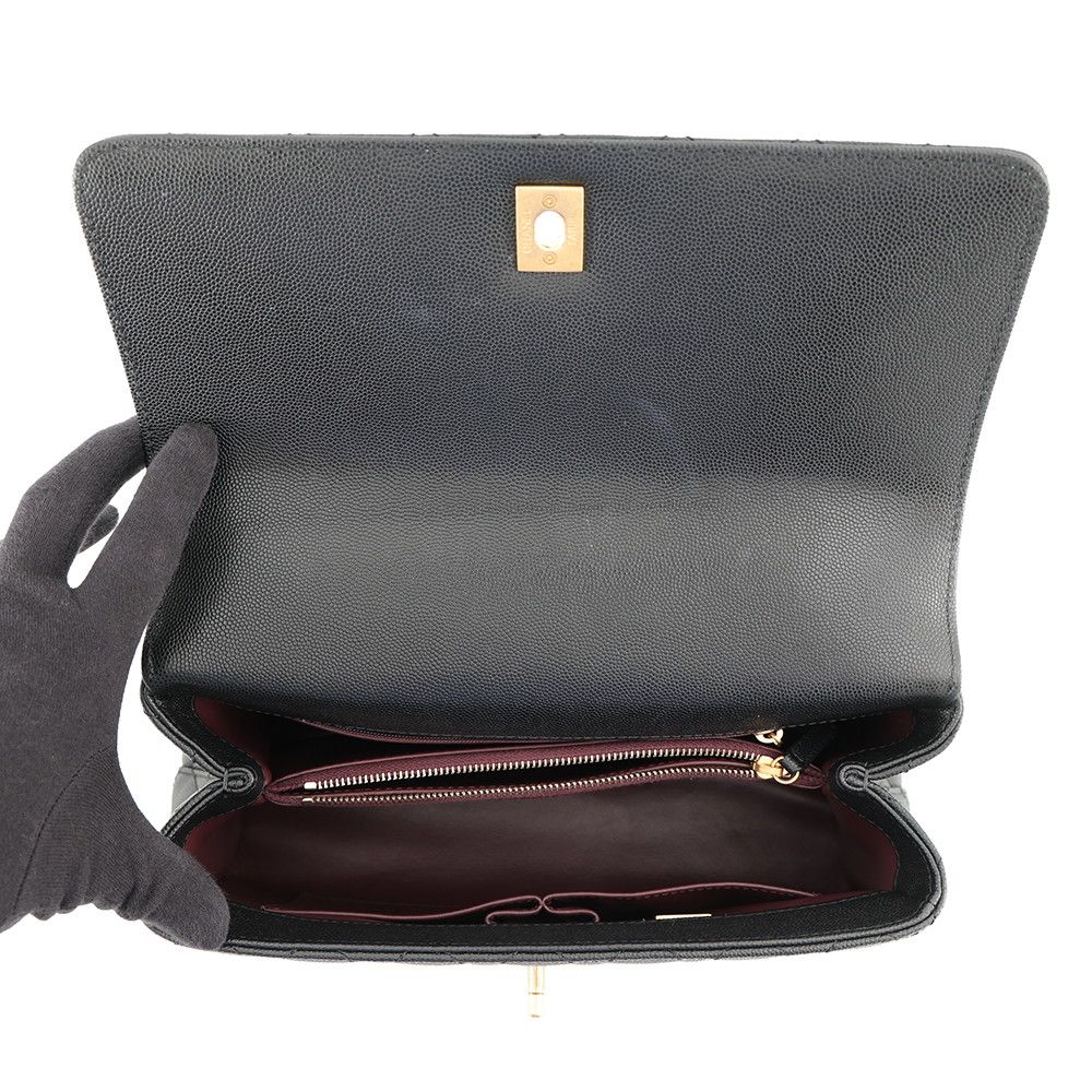 Chanel Handbag Quilted CC Logo Coco Handle Flap Caviar Leather Black — view 6