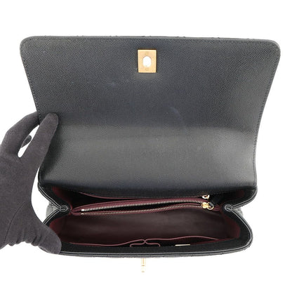 Chanel Handbag Quilted CC Logo Coco Handle Flap Caviar Leather Black — view 6