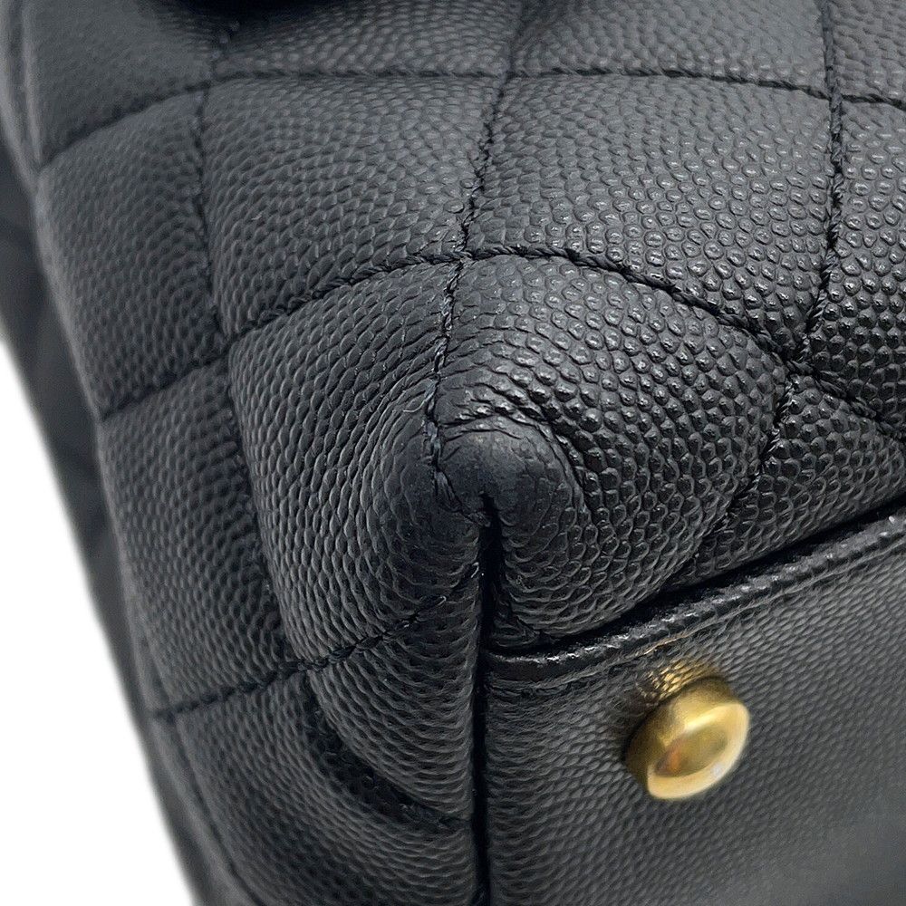 Chanel Handbag Quilted CC Logo Coco Handle Flap Caviar Leather Black — view 8