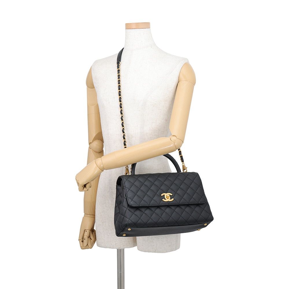 Chanel Handbag Quilted CC Logo Coco Handle Flap Caviar Leather Black — view 5
